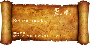 Rohrer Anett névjegykártya