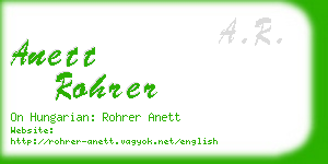 anett rohrer business card